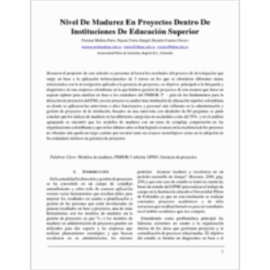 Nivel De Madurez En Proyectos Dentro De Instituciones De Educación Superior