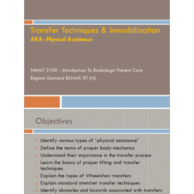 Transfer Techniques &amp; Immobilization Techniques